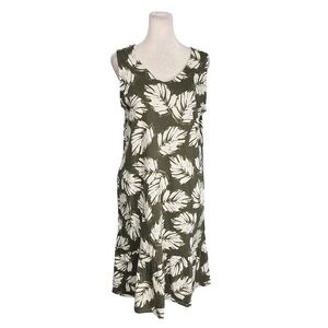 J. Jill Green Flounced Hem Double Vneck Tropical Dress Size Small